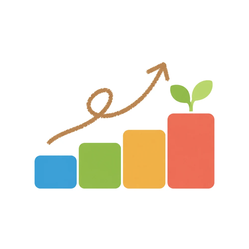 Illustration of a child growing alongside a plant